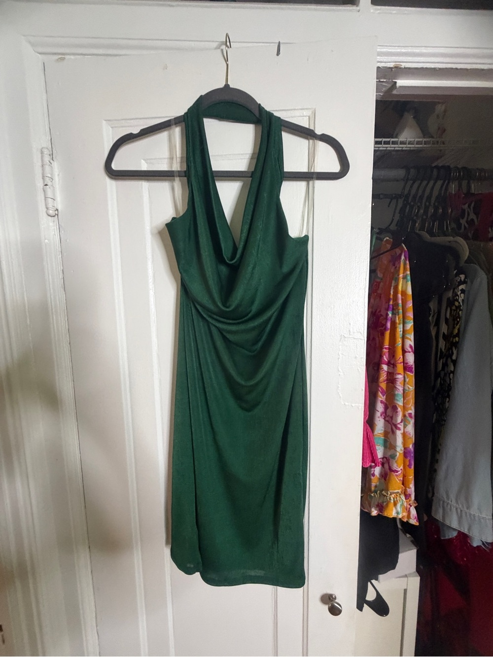 Fashion Nova Emerald Green Halter Cowl Midi Dress